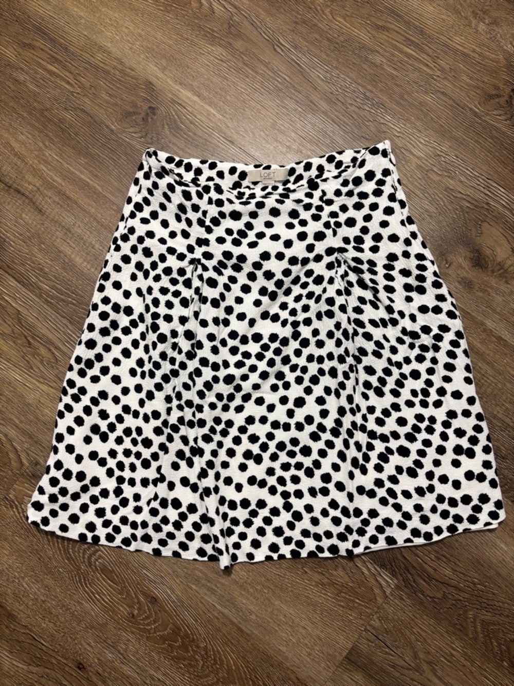 LOFT Black and White Polka Dot A-Line Skirt